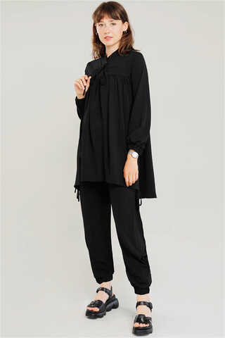 With Ribbon Robe Black Suit - 1