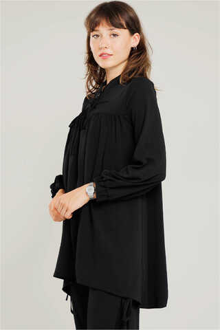 With Ribbon Robe Black Suit - 2