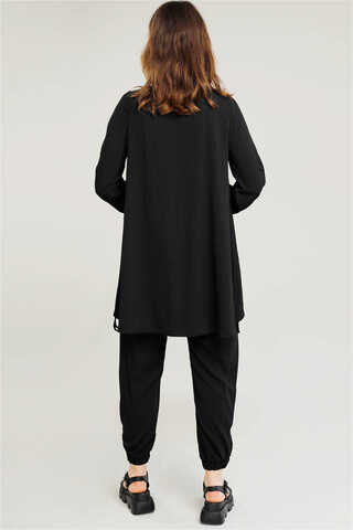 With Ribbon Robe Black Suit - 3