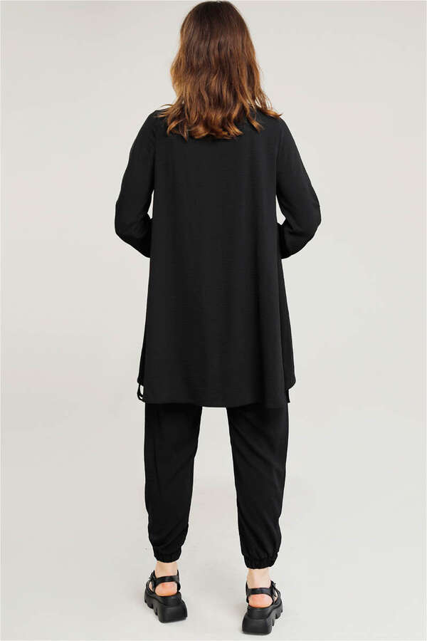 With Ribbon Robe Black Suit - 3