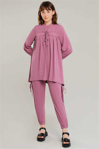 With Ribbon Robe Dried Rose Suit - 1