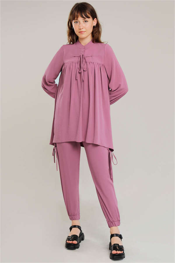 With Ribbon Robe Dried Rose Suit - 1