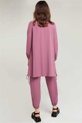 With Ribbon Robe Dried Rose Suit - 4