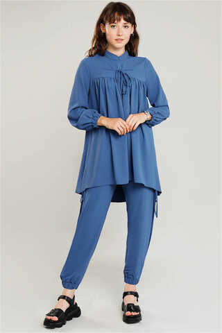 With Ribbon Robe İndigo Suit - 1