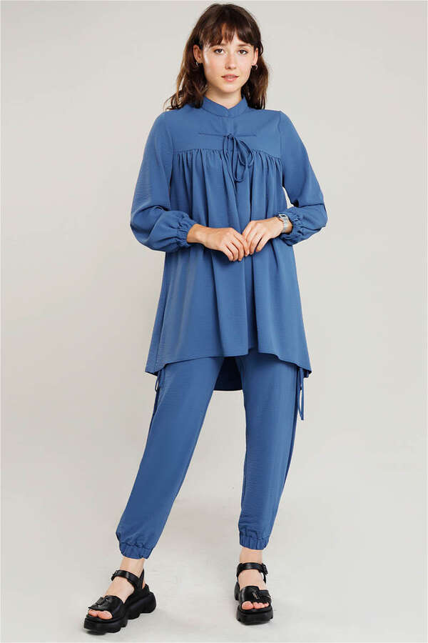 With Ribbon Robe İndigo Suit - 1