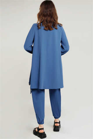 With Ribbon Robe İndigo Suit - 5