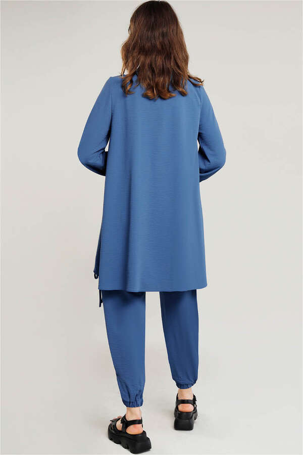 With Ribbon Robe İndigo Suit - 5