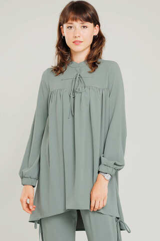 With Ribbon Robe Mint Suit - 2