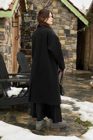 Wool Stand Collar Coat Black - 5