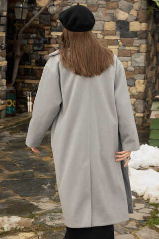 Wool Stand Collar Coat Grey - 5
