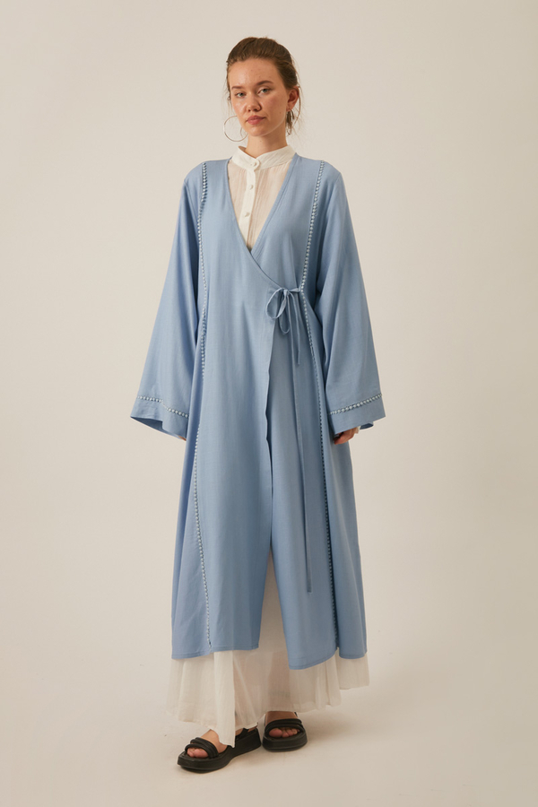 Wrap Linen Kimono Baby Blue - 7