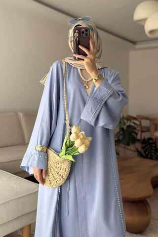 Wrap Linen Kimono Baby Blue - 2