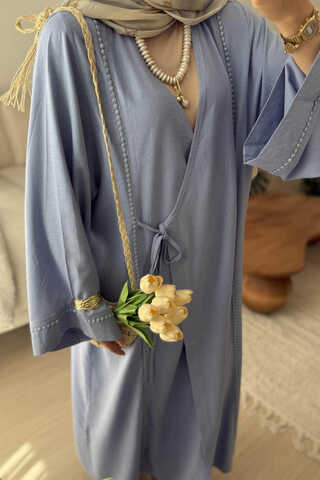 Wrap Linen Kimono Baby Blue - 3