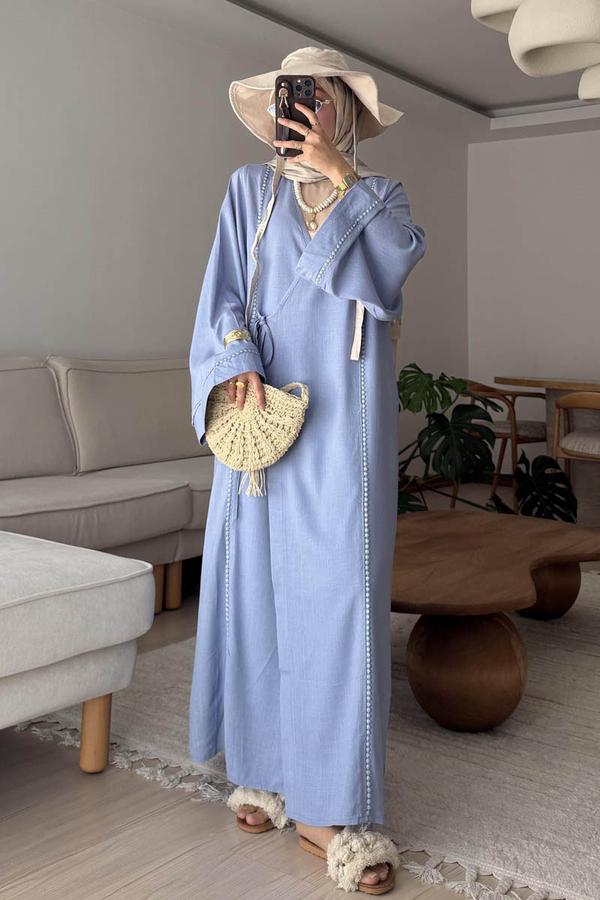 Wrap Linen Kimono Baby Blue - 4