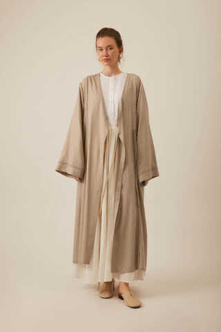 Wrap Linen Kimono Beige - 2