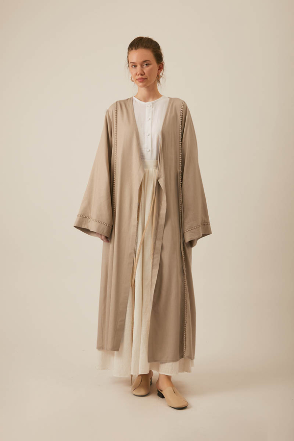 Wrap Linen Kimono Beige - 2