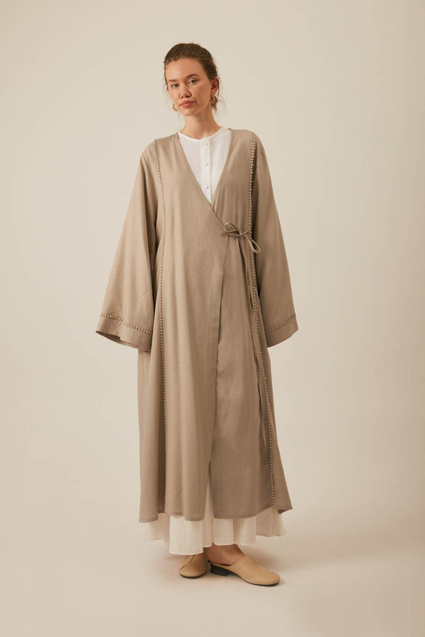 Wrap Linen Kimono Beige - 3