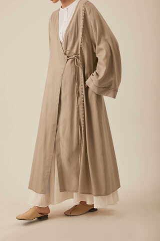 Wrap Linen Kimono Beige - 4