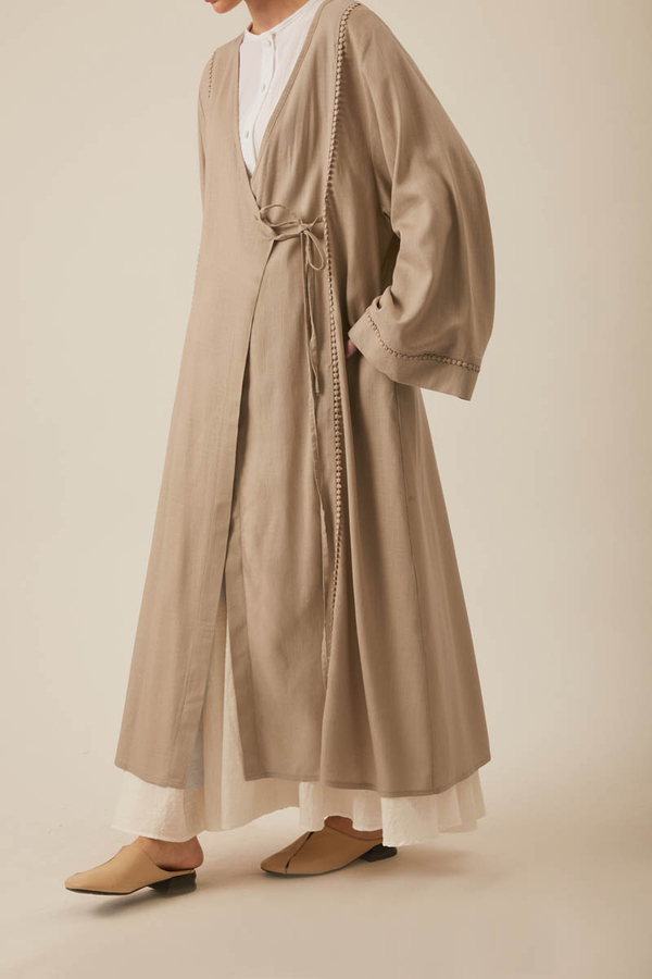 Wrap Linen Kimono Beige - 4