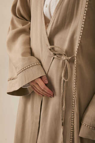 Wrap Linen Kimono Beige - 6