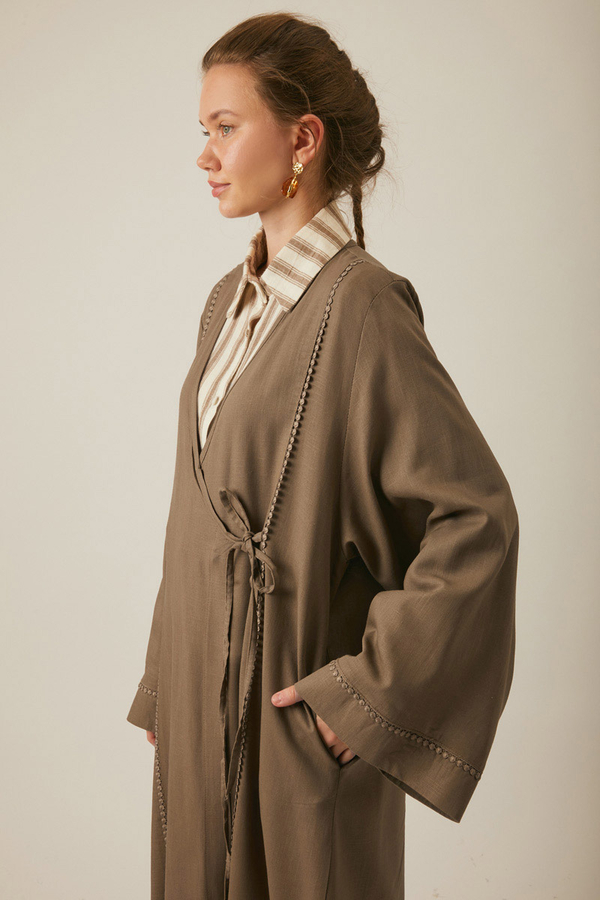 Wrap Linen Kimono Earth Tone - 6