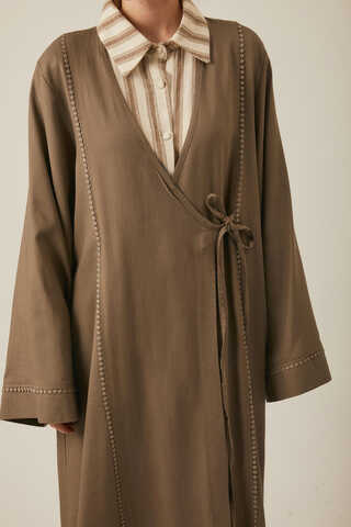 Wrap Linen Kimono Earth Tone - 7