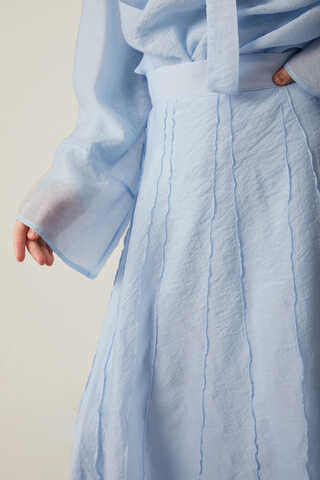 Yakası Bağcıklı Etek Takım Bebe Mavisi - 8