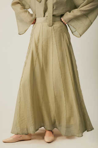 Yakası Bağcıklı Etek Takım Yağ Yeşili - 8