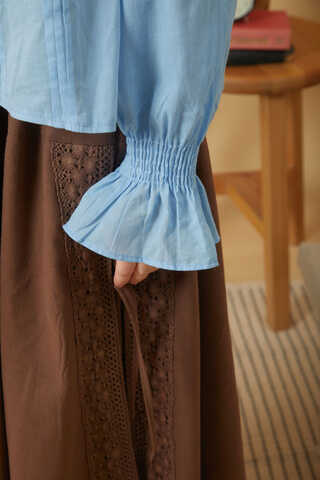 Yakası Bağcıklı Nervürlü Gömlek Bebe Mavisi - 7