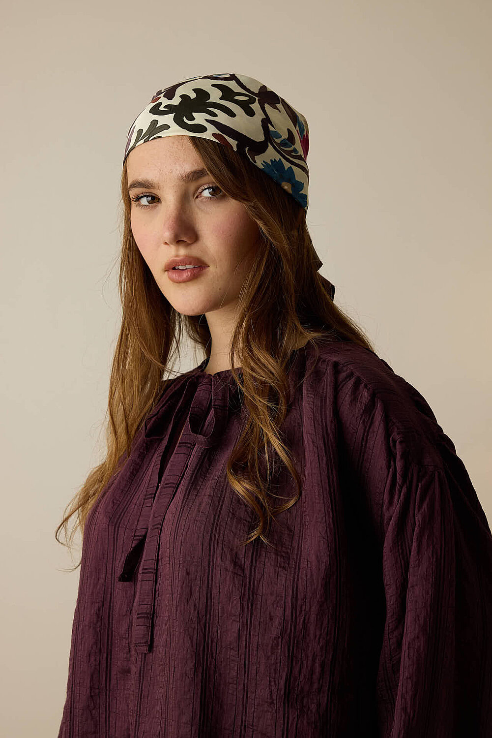 Yakası Bağlamalı Bluz Mürdüm - 3