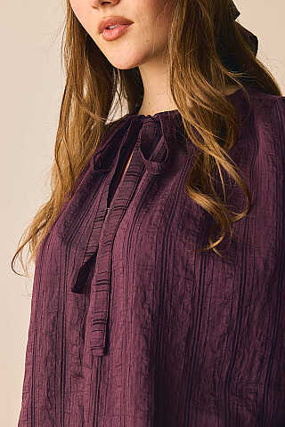 Yakası Bağlamalı Bluz Mürdüm (1)