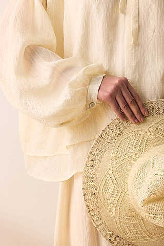 Yakası Bağlamalı Bluz Taş - 3