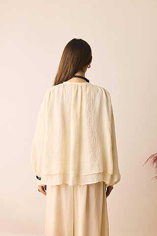 Yakası Bağlamalı Bluz Taş - 6