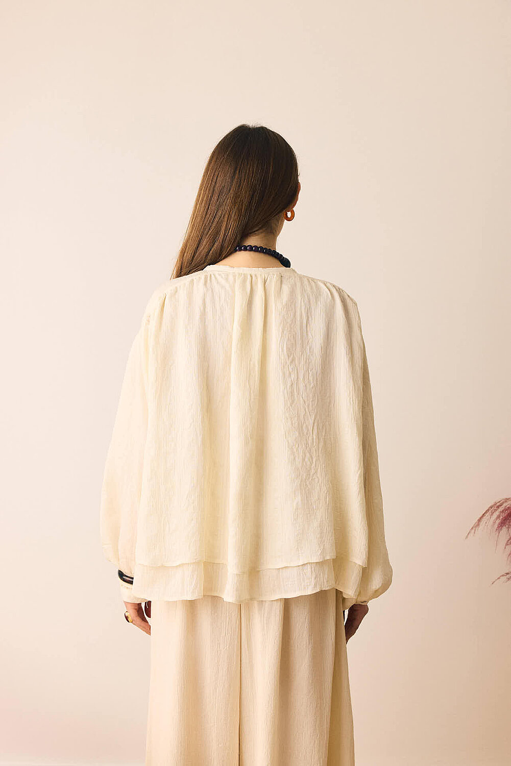 Yakası Bağlamalı Bluz Taş - 6