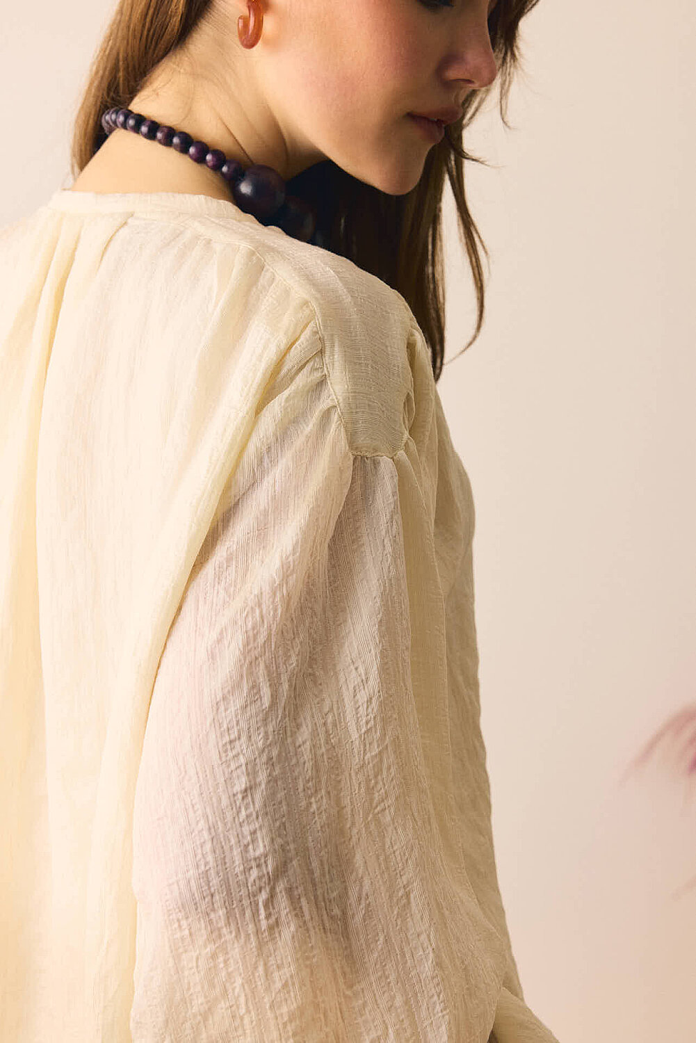 Yakası Bağlamalı Bluz Taş - 4