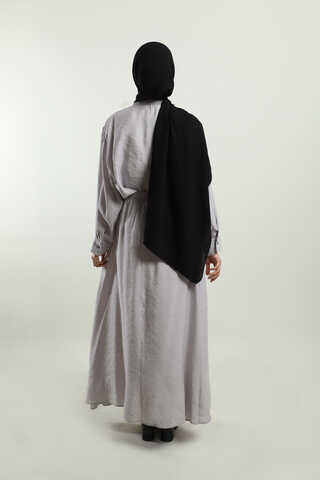 Yakası Bağlamalı Etek Takım Açık Gri - 6