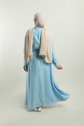 Yakası Bağlamalı Etek Takım Bebe Mavisi - 9