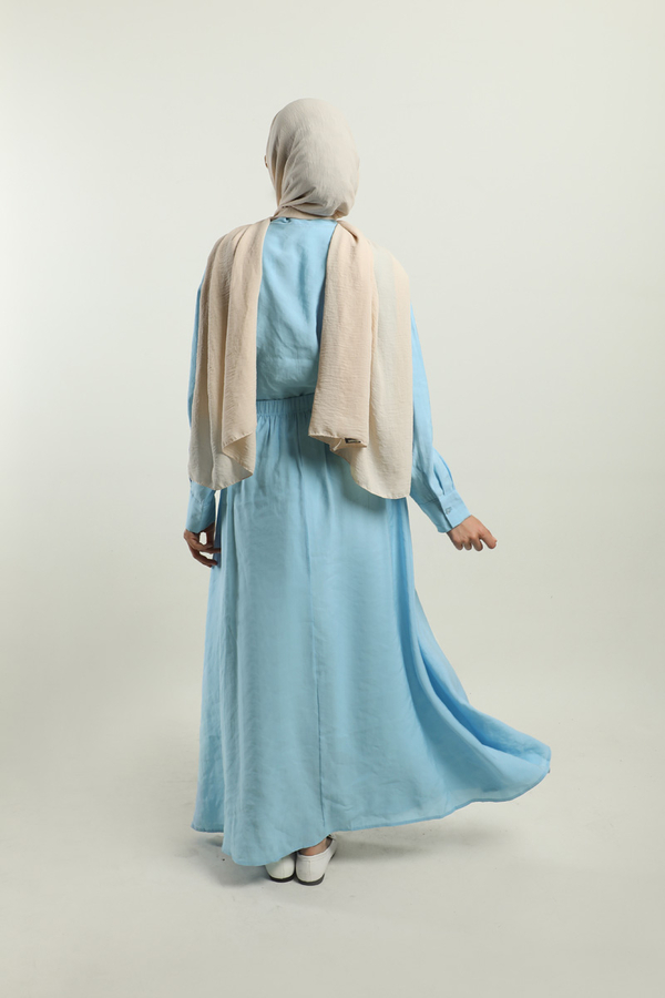 Yakası Bağlamalı Etek Takım Bebe Mavisi - 9