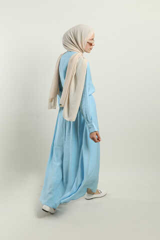 Yakası Bağlamalı Etek Takım Bebe Mavisi - 8