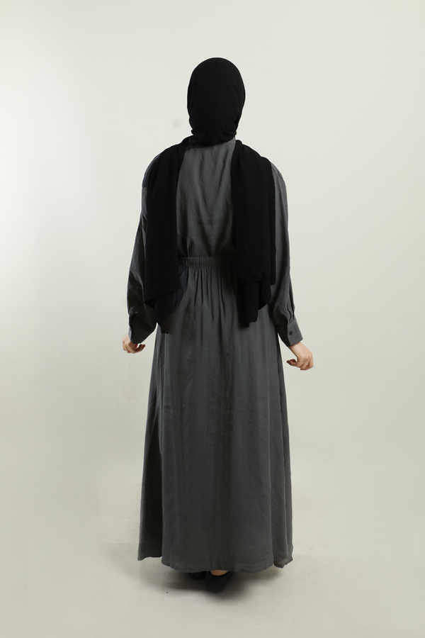 Yakası Bağlamalı Etek Takım Füme - 7