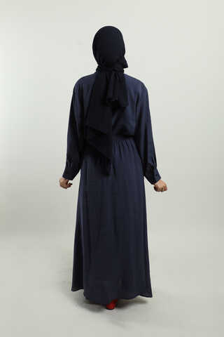 Yakası Bağlamalı Etek Takım Lacivert - 7