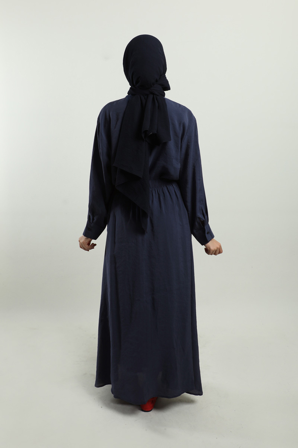 Yakası Bağlamalı Etek Takım Lacivert - 7