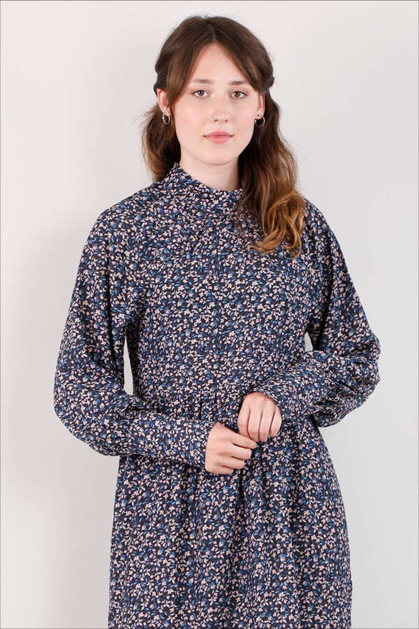 Yakası Büzgülü Elbise Siyah - 2