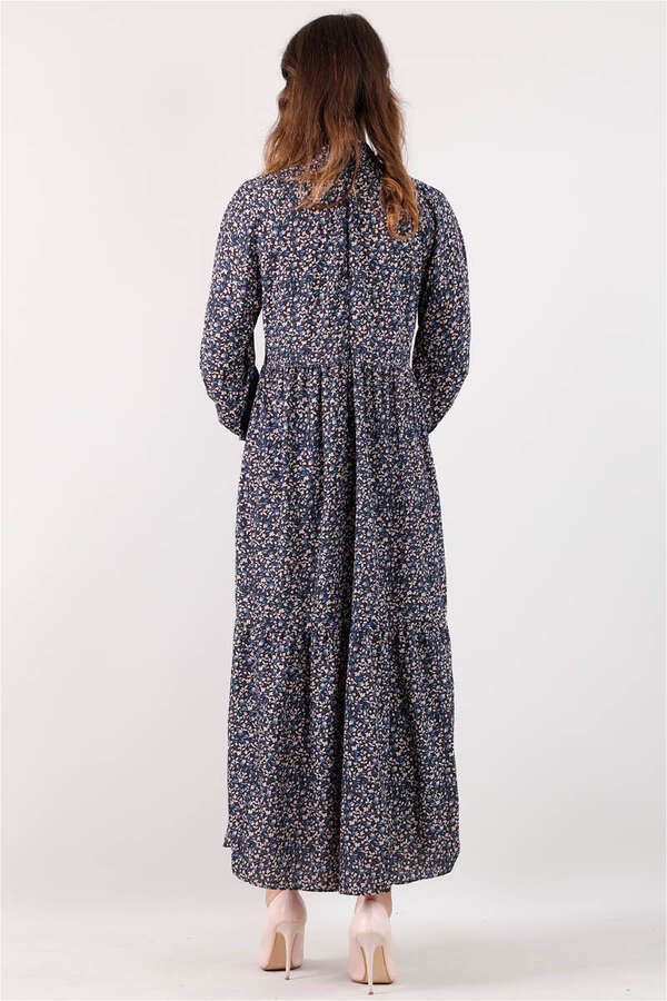 Yakası Büzgülü Elbise Siyah - 3