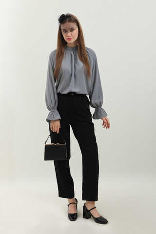 Yakası Büzgülü Gömlek Antrasit - 2