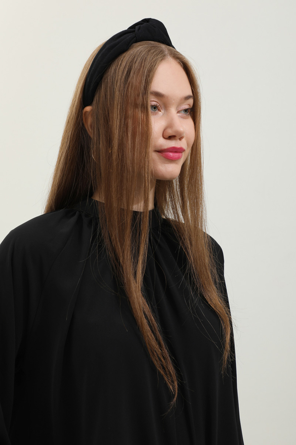 Yakası Büzgülü Gömlek Siyah - 5