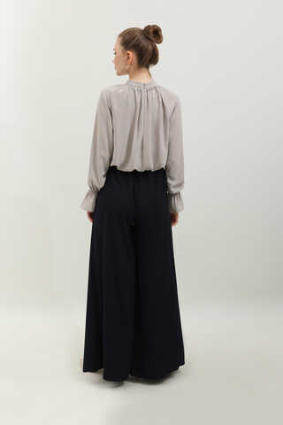 Yakası Büzgülü Gömlek Taş - 6