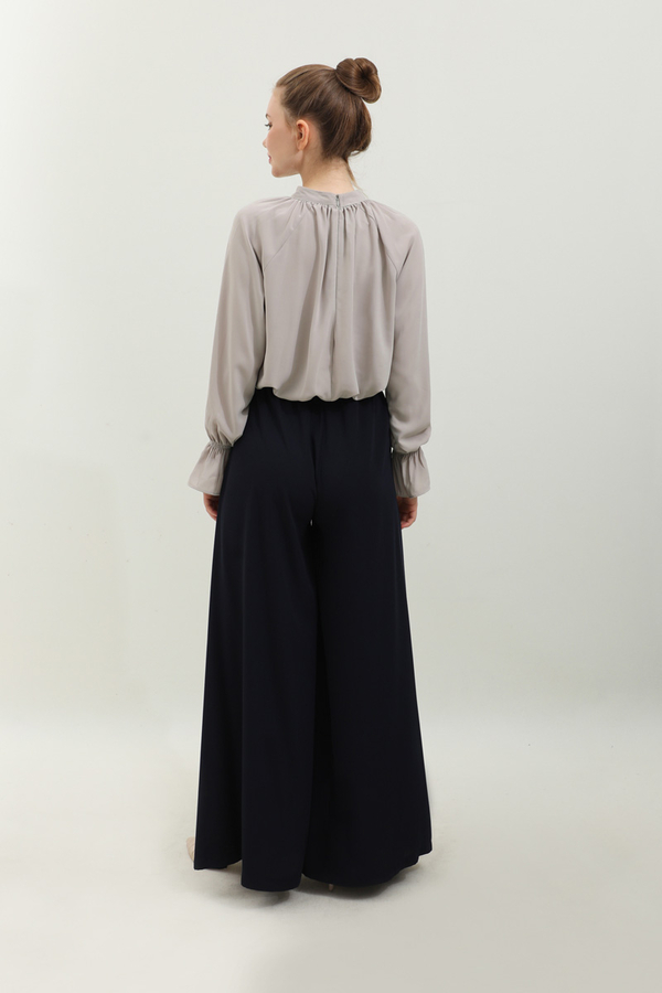 Yakası Büzgülü Gömlek Taş - 6