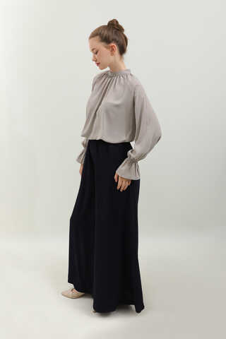 Yakası Büzgülü Gömlek Taş - 4