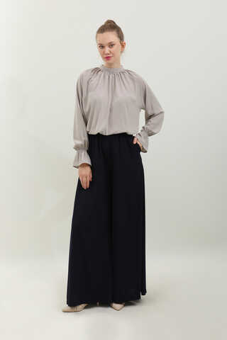 Yakası Büzgülü Gömlek Taş - 2